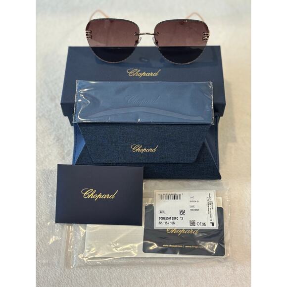 Chopard SCHL55M Brown Pink Gradient Pilot Sunglasses - Picture 2 of 8